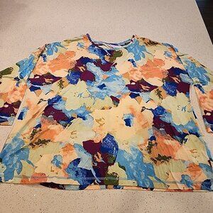 belle kim gravel top 3x Multicolor Long Sleeve Key Hole Back Soft Stretch